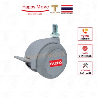 Bộ 4 bánh xe cọc vít ren có khóa 38-50mm cho ghế/bàn xoay văn phòng nội thất - tải 40kg - Happy Move Thái Lan
