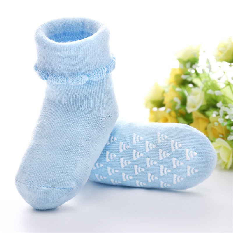 Đôi Tất Mikrdoo Vải Cotton Mềm Thoáng Khí Màu Trơn Dễ Thương Dành Cho Bé