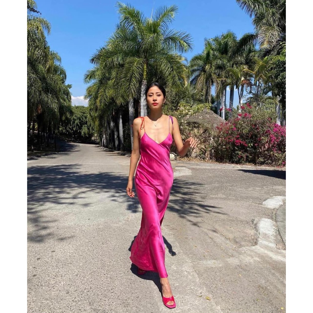 VÁY LỤA MIX DÂY 2 MÀU