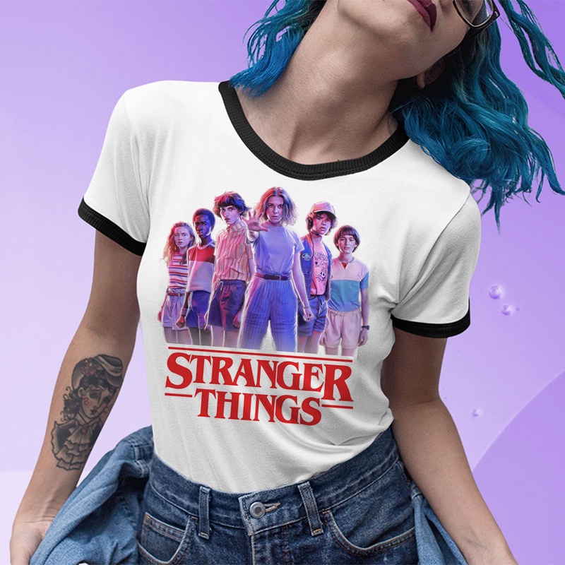 Áo Thun Tay Ngắn In Chữ Stranger Things 4 Thời Trang Cho Nữ