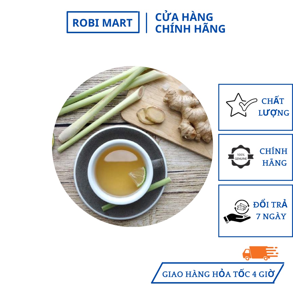 Trà chanh sả gừng robimart gói 60gr giảm cân thanh lọc cơ thể - hàng chính hãng