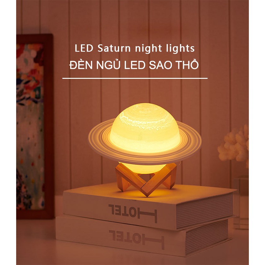 Đèn ngủ cảm ứng 3D hình sao thổ có điều khiển từ xa 2 kích thước khác nhau đèn ngủ trang trí đèn ngủ để bàn đẹp