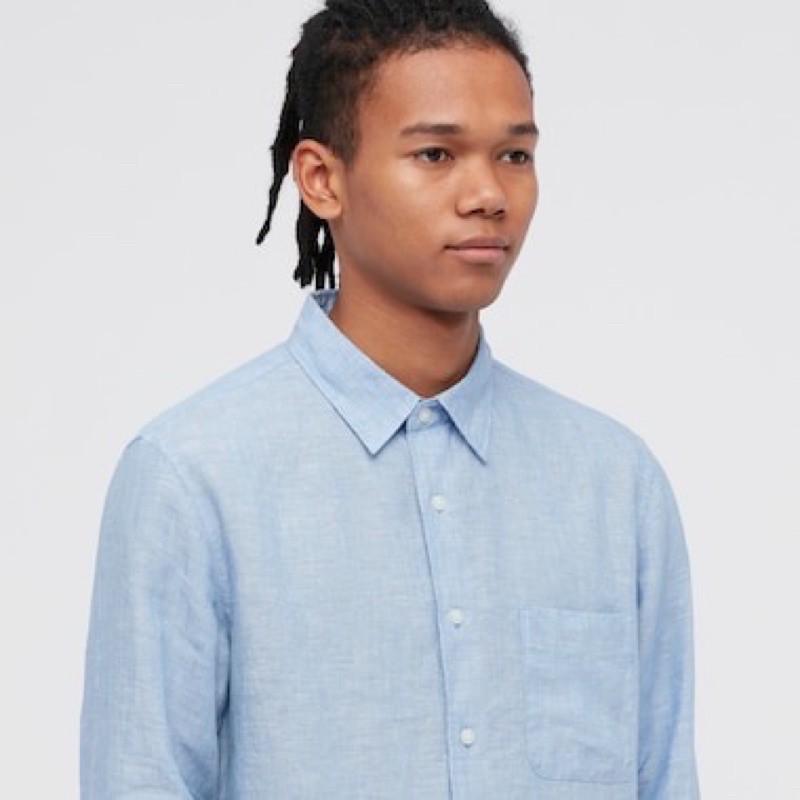 Áo sơ mi nam dài tay vải thô thời trang của Uniqlo