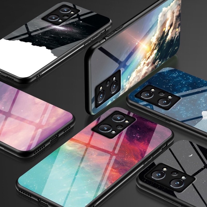 Ốp điện thoại kính cường lực cứng họa tiết bầu trời đầy sao cho OPPO Realme GT Neo2 Neo2T Neo 2 T Q3 Pro 5G