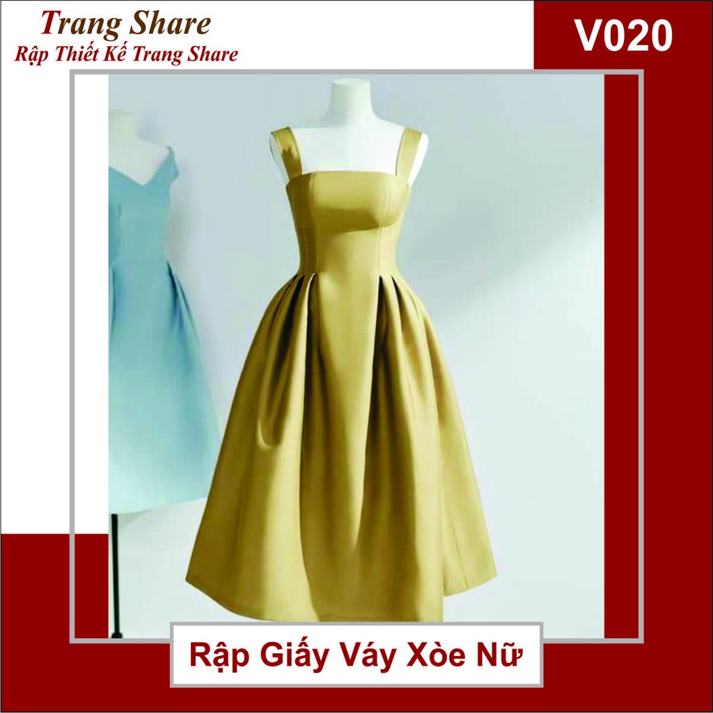 Rập Giấy Váy Hai Dây V020