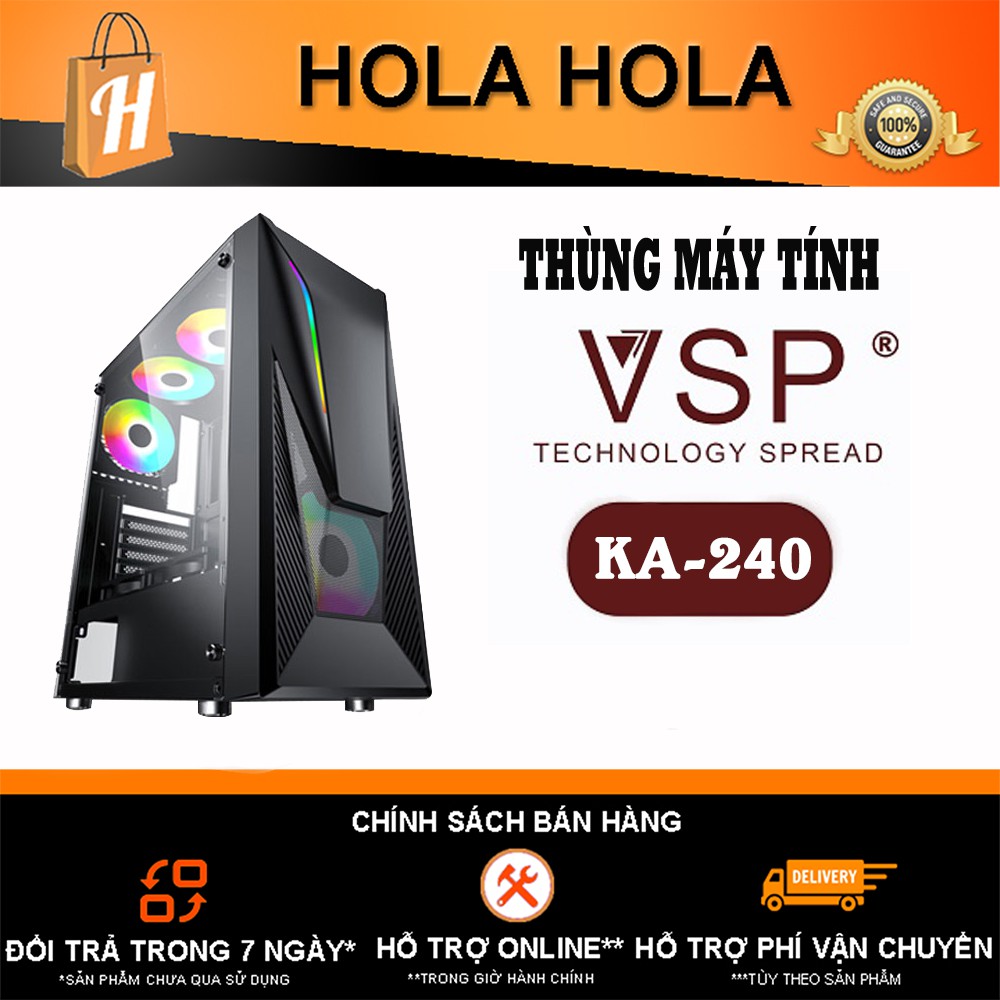 Thùng Máy Tính Case VSP Gaming KA240 Tích Hợp LED RGB (Chưa Bao Gồm Fan) (KHT)