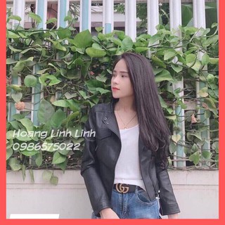[ Siêu rẻ] áo da nữ cổ tàu khoá chéo 2 lớp, áo khoác da.