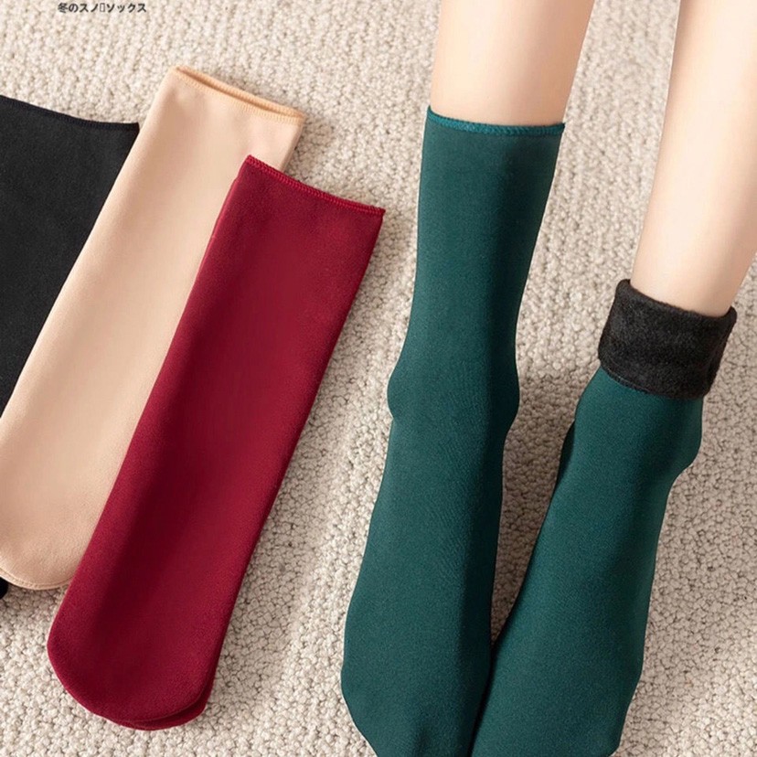 Tất chân nữ lót lông cho mùa đông cực ấm, vớ nhung cổ cao dài phong cách Hàn Quốc 4 màu cực đẹp