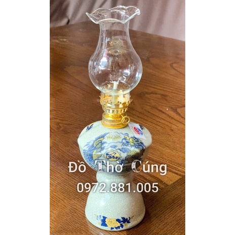 Bộ đồ thờ thần tài men rạn rồng vàng viền xanh