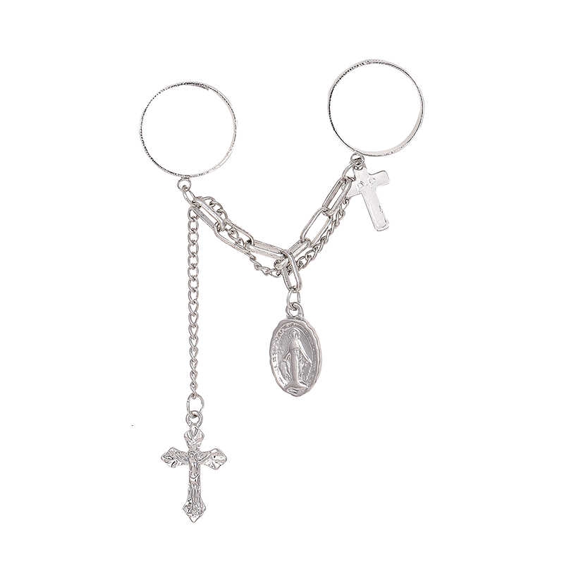 Nhẫn dây móc trang trí họa tiết thánh giá bằng thép titan 28 hợp thời trang cho nữ