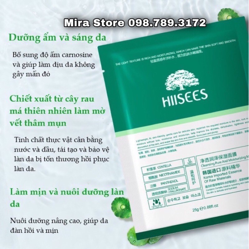 MẶT NẠ LÀNH MỤN RAU MÁ HIISEES DƯỠNG TRẮNG SE LỖ CHÂN LÔNG | BigBuy360 - bigbuy360.vn