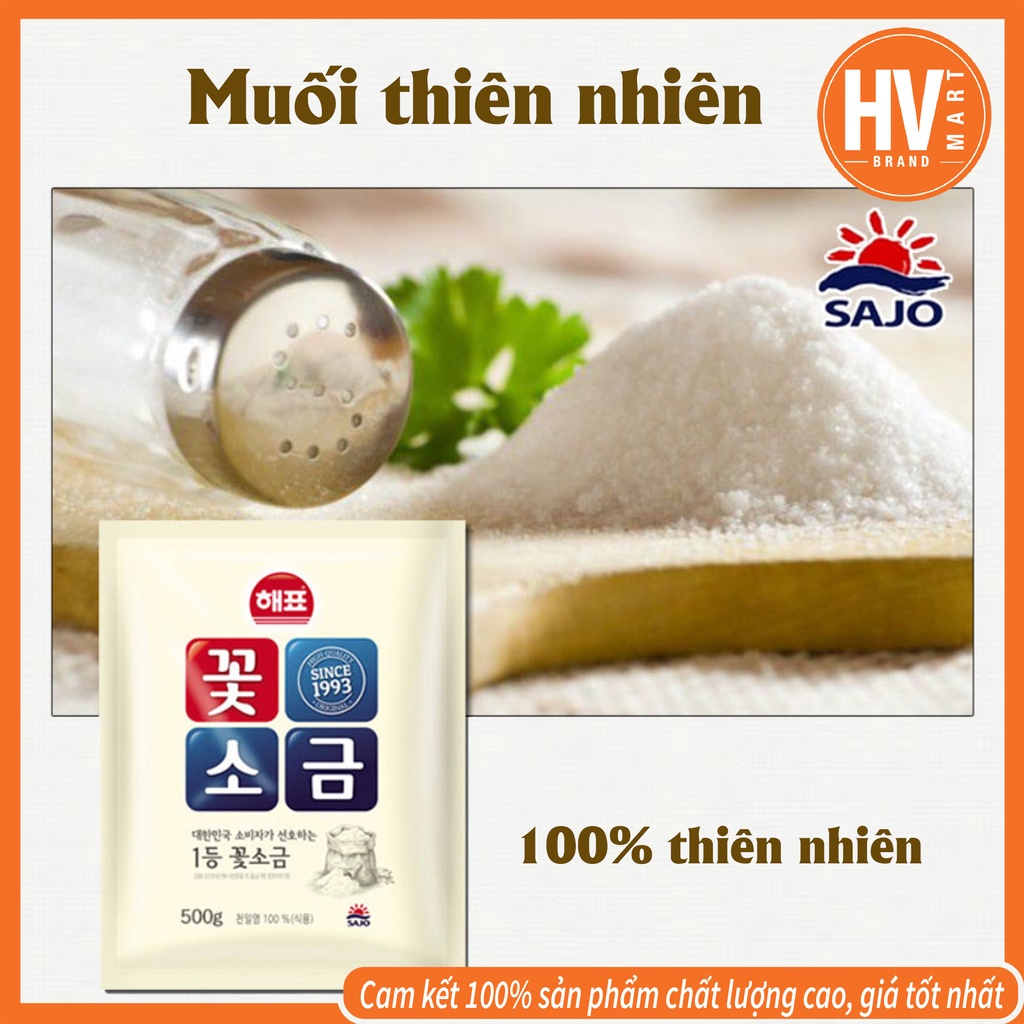 [Hàng Nội Địa] Muối Ăn Thiên Nhiên Sajo Hàn Quốc 500g 꽃소금 - Chất Lượng Cao