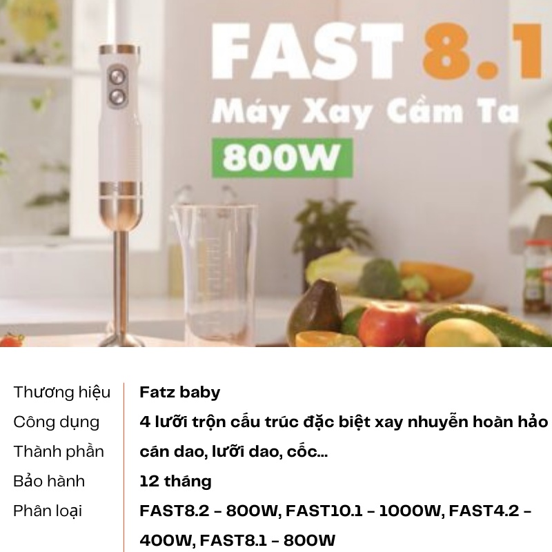 Máy xay sinh tố cầm tay đa năng xay thịt xay cháo cho bé ăn dặm chính hãng bảo hành 12 tháng và 1 đổi 1 trong 30 ngày