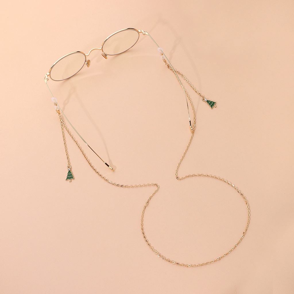 Dây Xích Gắn Mắt Kính Bằng Kim Loại Tráng Men Hình Cây Thông Giáng Sinh Thời Trang Cho Nữ