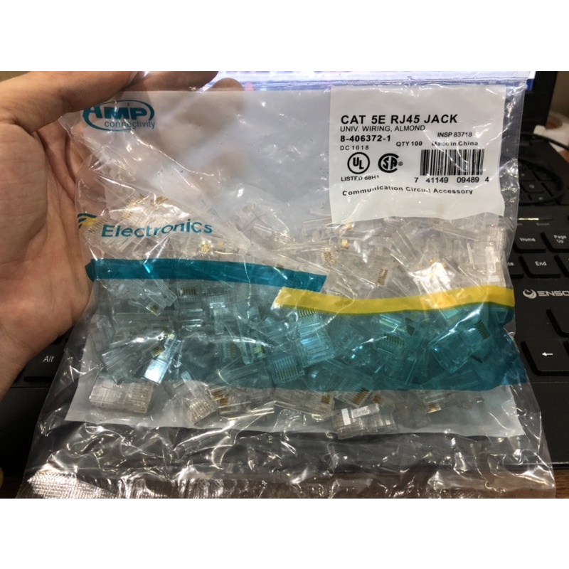 Hạt Mạng TENDA RJ45 Cat5e Hộp 100 Hạt, Hạt Mạng AMP Cat5e Hộp 100 Hạt