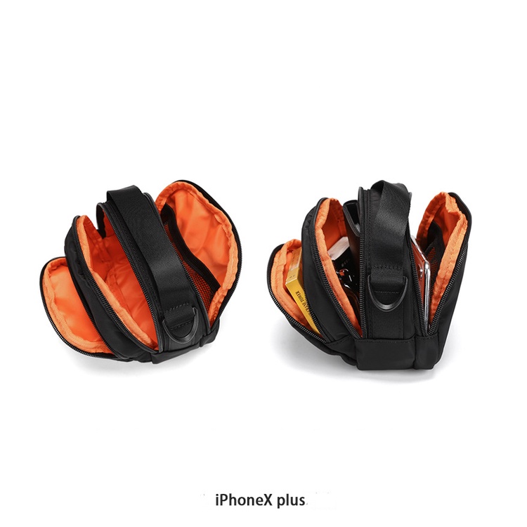 Túi Nam Đeo Chéo Mini Nhỏ Gọn LEO SHOP Màu Đen KT 16x13x6 Cm Vải Oxford Cao Cấp Trượt Nước T12