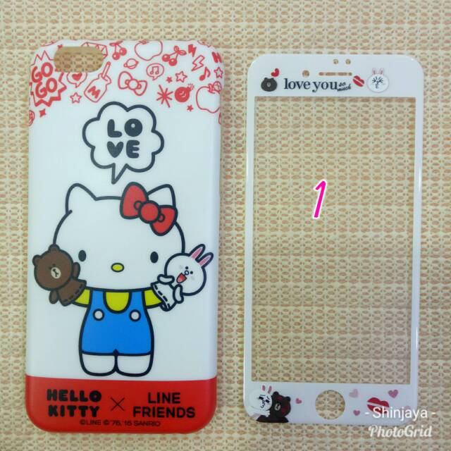 Ốp Lưng Kính Cường Lực In Hình Các Nhân Vật Trong Line Kitty Cho Iphone 6 / 6s