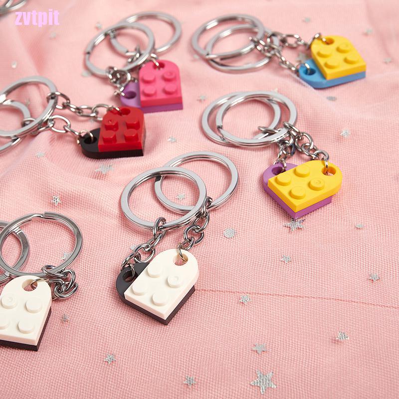 Set 2 móc khóa lắp ghép hình trái tim dễ thương cho nữ