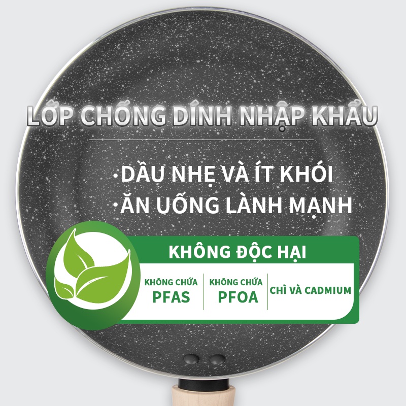 INSSA Chảo chống dính 24CM chảo chống dính tay cầm chống bỏng dụng cụ nấu ăn tốt cho sức khỏe GUOJ016