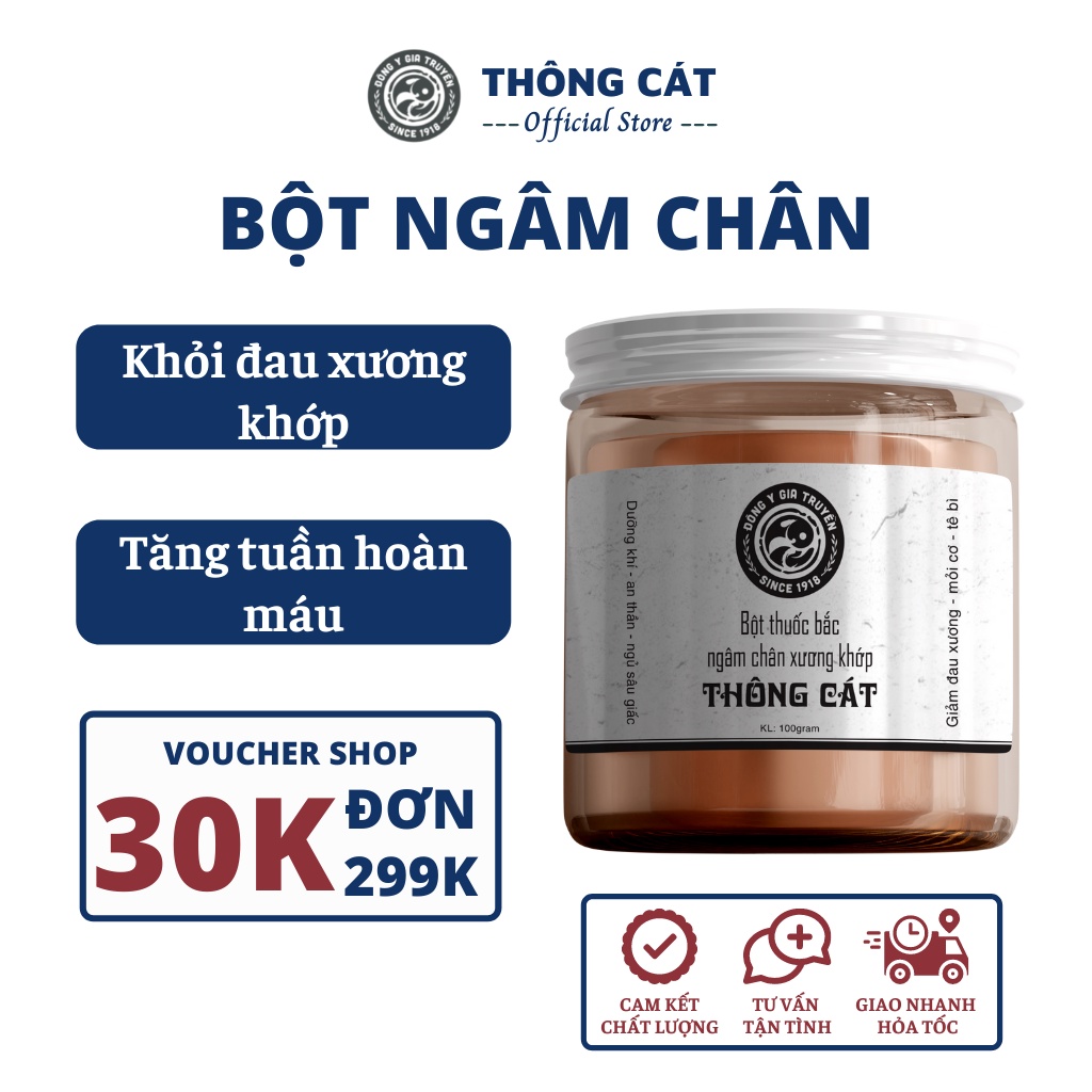 Bột ngâm chân thảo dược thuốc bắc hỗ trợ giảm suy giãn tĩnh mạch, khử mùi hôi chân, thư giãn và ngủ ngon hơn Thông Cát