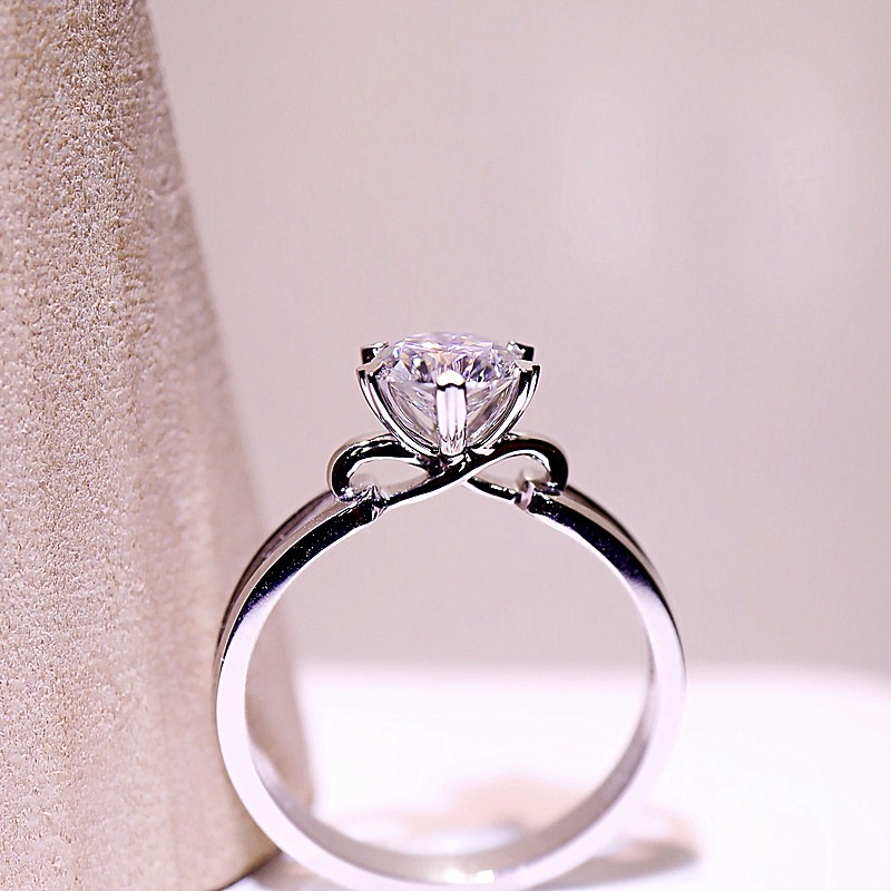 Nhẫn Cưới Đính Đá Kim Cương Nhân Tạo Hình Ruy Băng 1 Karat Cho Nữ-JHS3-A