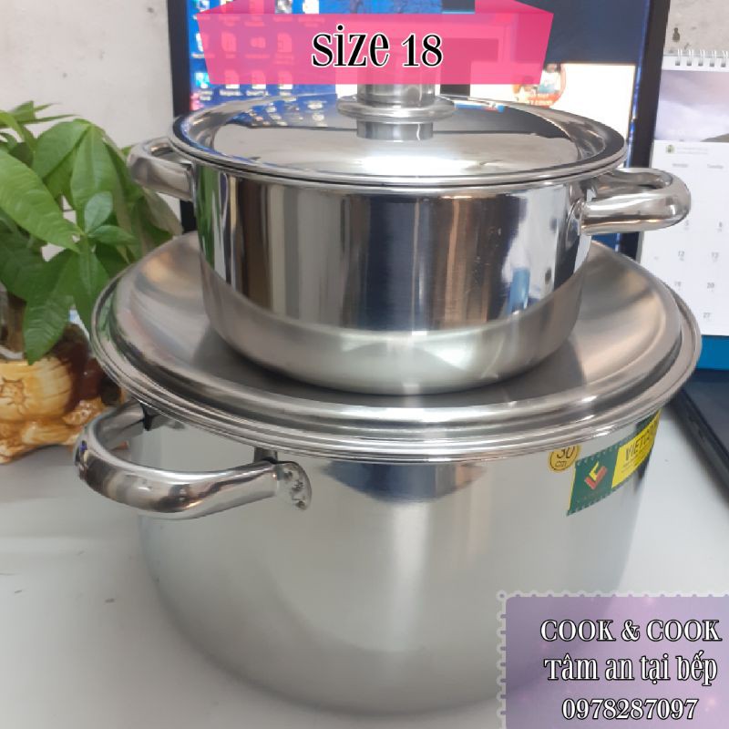 [CHÍNH HÃNG] Nồi inox 2 lít size 18 cm Vietcook đáy từ