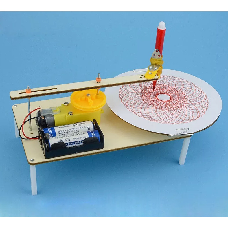 Máy Tự Vẽ Đồ Chơi Khoa Học Stem Lắp Ráp Bộ Dụng Cụ Trẻ Em Làm Bằng Tay
