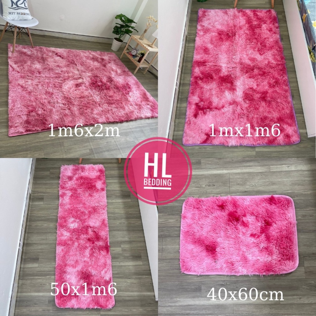 Thảm lông trải sàn HL Bedding mềm mượt thảm màu loang decor trang trí phòng đủ size