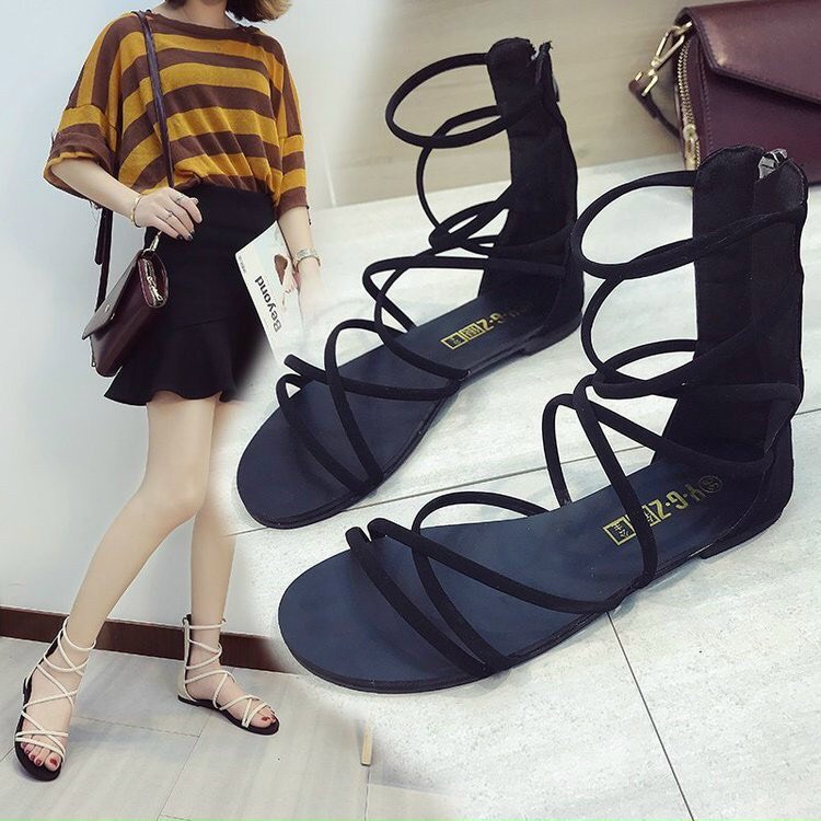 Sandal nữ, sandal đế bằng nữ với thiết kế nhiều dây cao cổ cực đẹp. Dễ phối với mọi trang phục