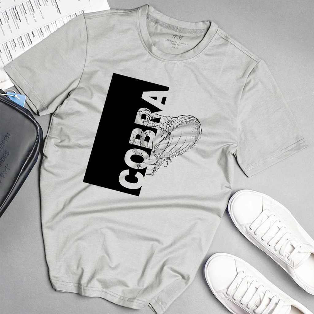 Áo phông nam cobra độc lạ phong cách unisex màu xám