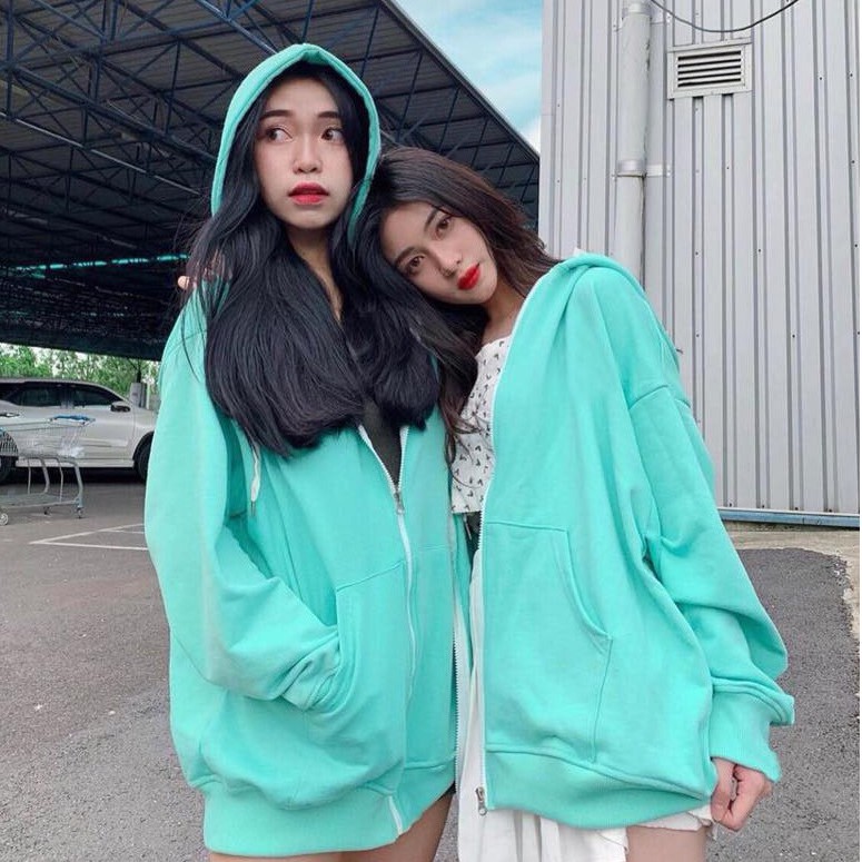 Áo Khoác Hoodie Zip Trơn Oversize Ulzzang Unisex Hoodie Dây Kéo Dáng Rộng - MM