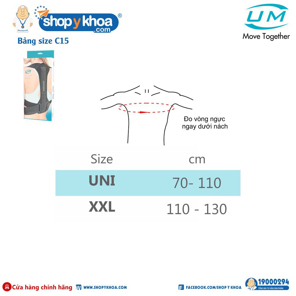 Đai Lưng Chống Gù Người Lớn UM C15 United Medicare, Hỗ Trợ Chỉnh Đúng Tư Thế. Tiêu Chuẩn Châu Âu