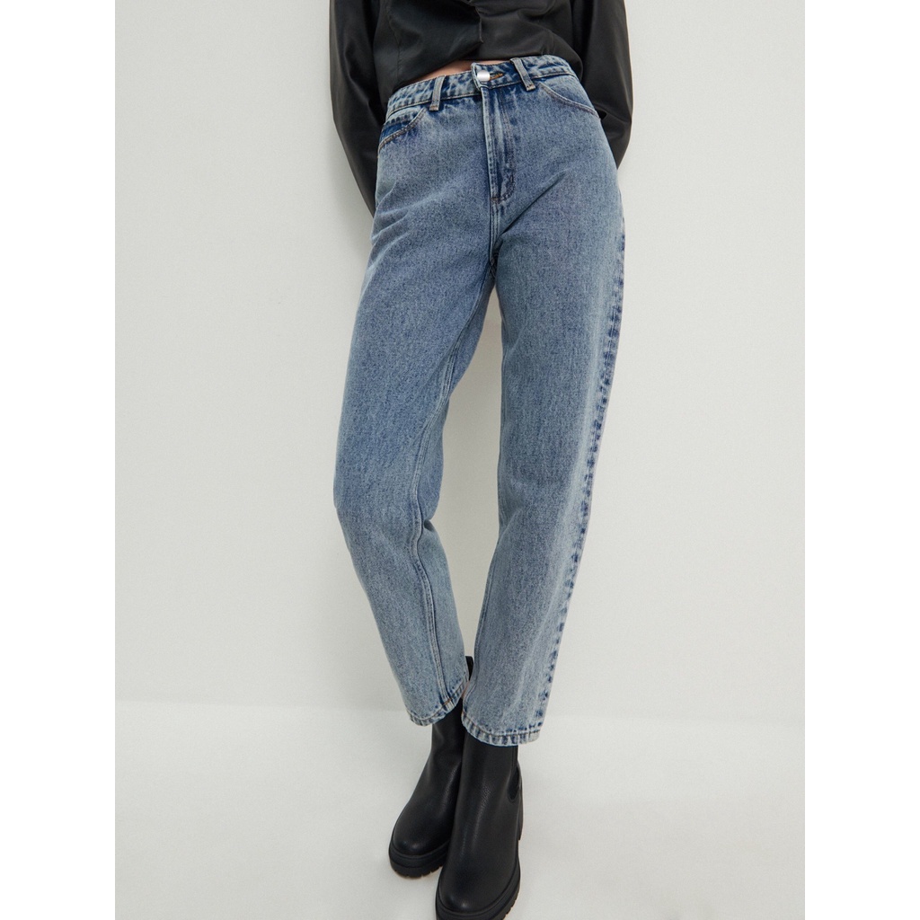 Quần Mom Jeans Nữ Lưng Cao Màu Xanh  M-02F