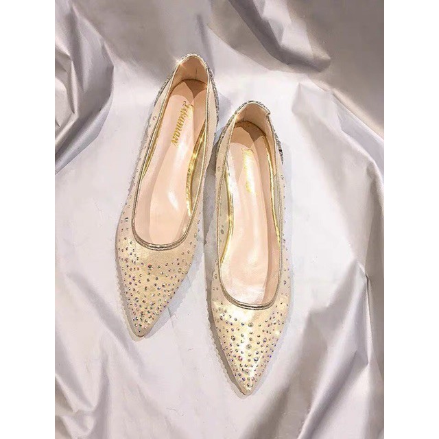 [ ORDER ] Giày nữ/ Giày bệt mũi nhọn đính hạt Size 33-39 | BigBuy360 - bigbuy360.vn
