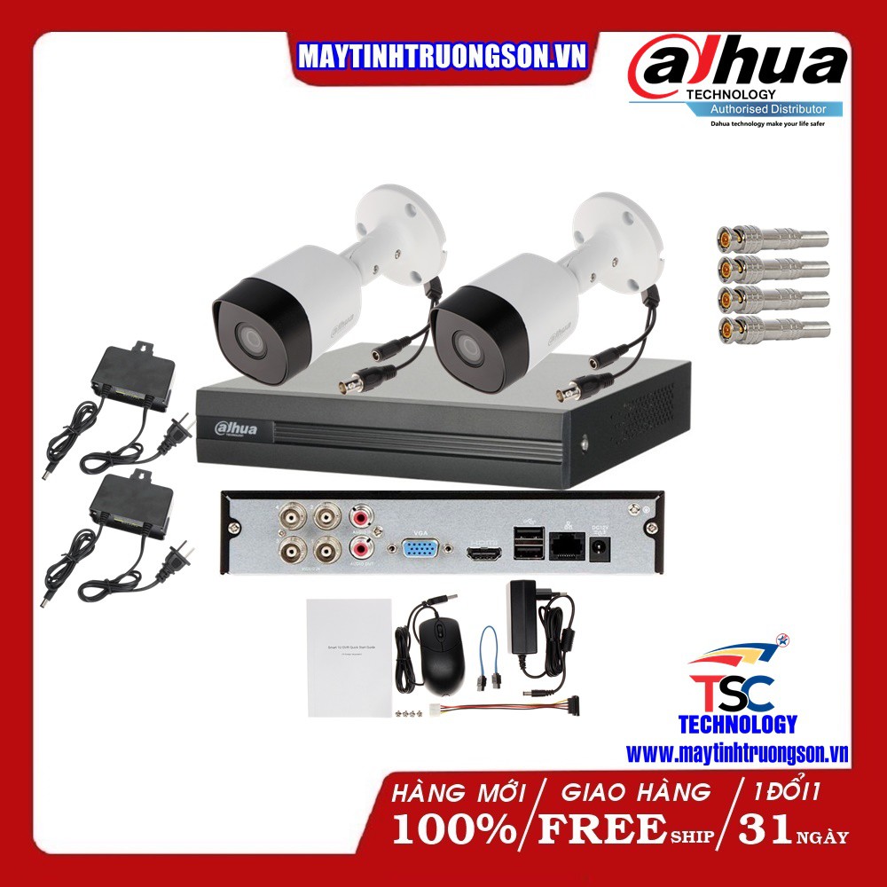 Combo Camera TSCD42T DAHUA 2 Mắt Cam 2M Dahua DSS | Kèm Ổ Cứng Lưu Trữ 2Tb/ 2000Gb