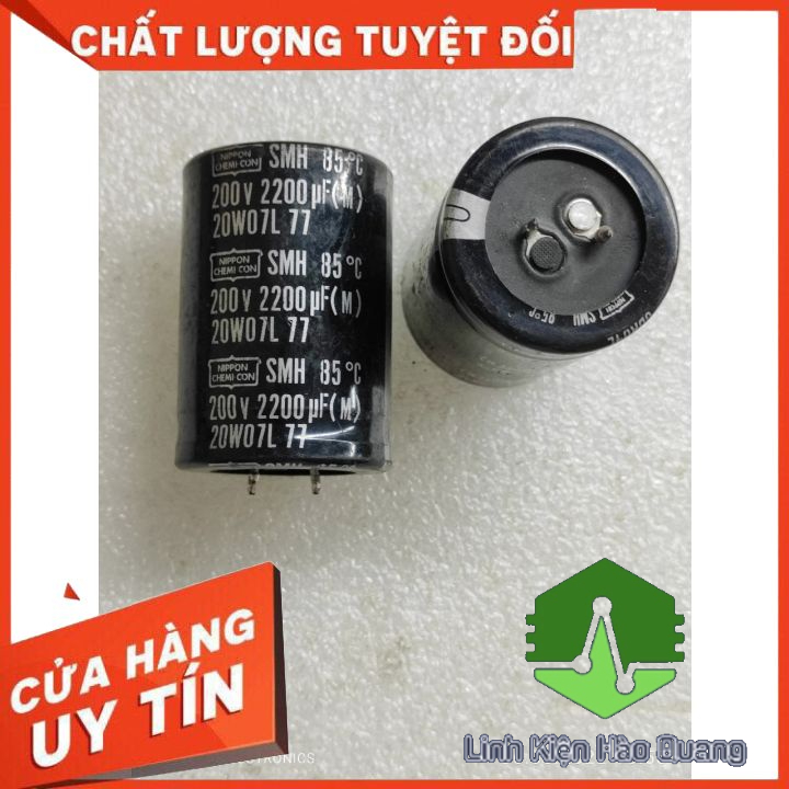 TỤ LỌC NGUỒN TỤ HOÁ 2200uF 200V HÀNG THÁO MÁY BIẾN TẦN CHÍNH HÃNG