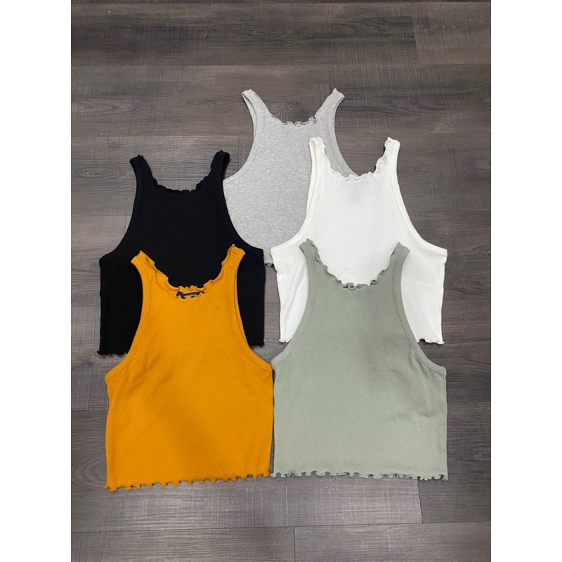 Áo thun croptop 3 lỗ xoắn biên F21 chuẩn xịn chất thun gân dày dặn co giãn thoải mái