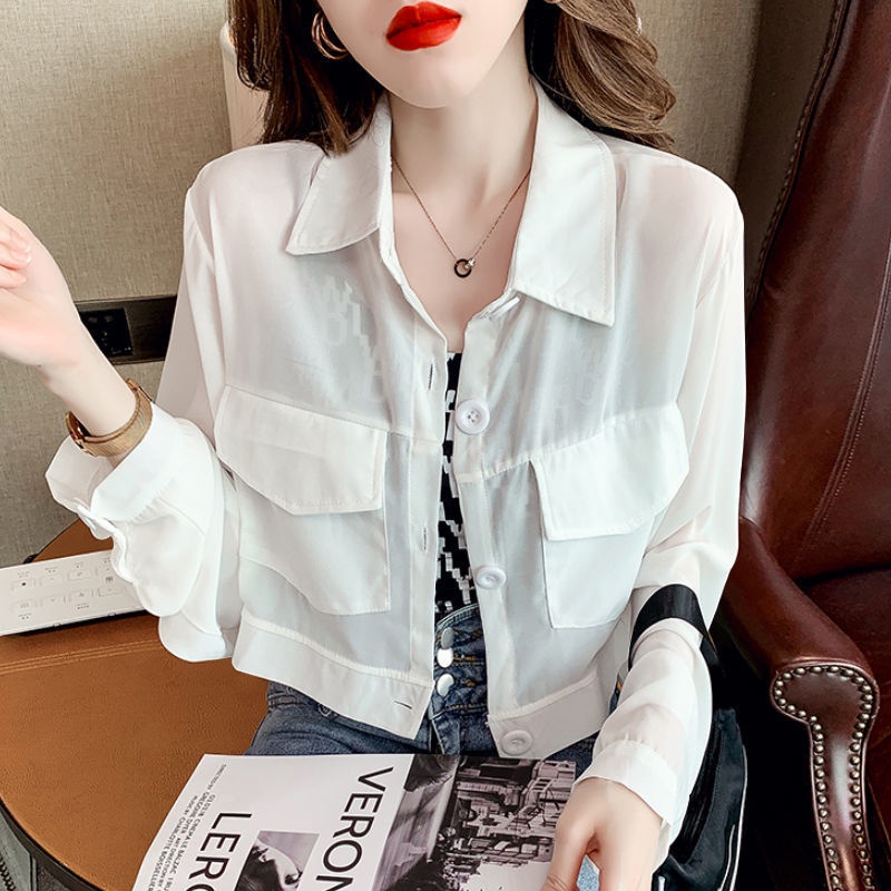 Áo Sơ Mi Chiffon Chống Nắng Tay Dài Dáng Rộng Thời Trang Mùa Hè Có Size Lớn Dành Cho Nữ