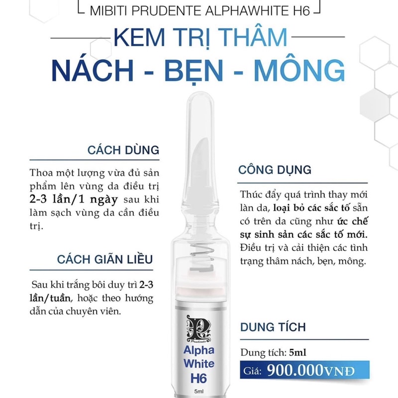 Kem làm hồng khử thâm Mibiti Prudente Nuwhite 5ml N1 V1 H6 L1A