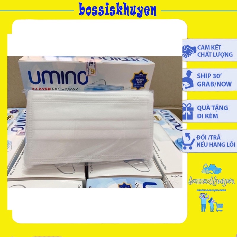 HỘP KHẨU TRANG Y TẾ 4 LỚP - -Chống giọt bắn - Ngăn ngừa khói bụi, hộp 50 khẩu trang 4 lớp nhiều màu umino,ami,long hưng