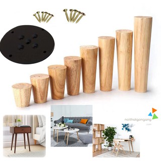[Xưởng Tiện] Chân Bàn Ghế Sofa Gỗ Cao Su Sơn PU, Đã Kèm Pat và Vít - Nội Thất Gọn Gàng