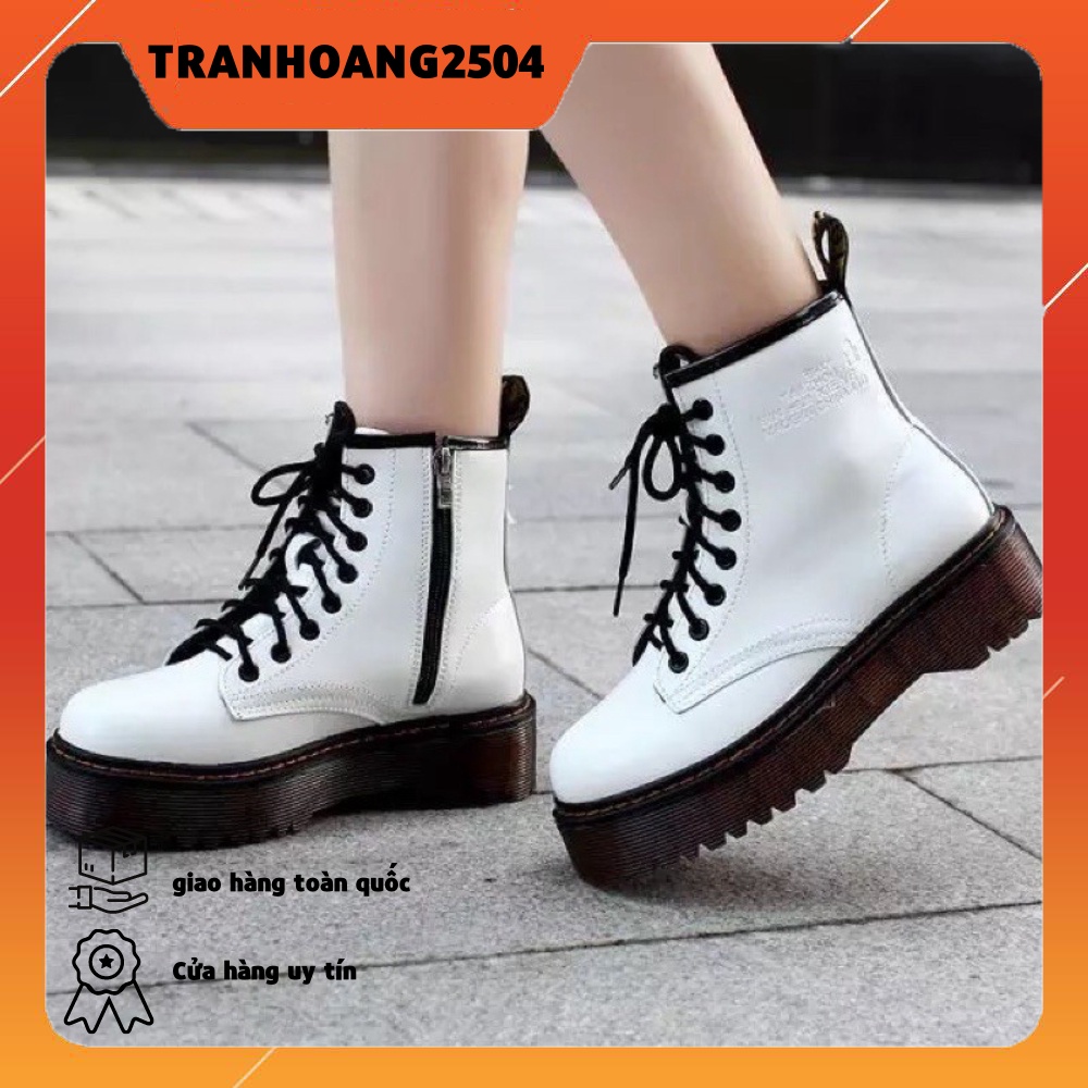 [ SẴN ĐEN] Giày Basic Boot Ulzzang DR Cao Cấp đế 5p sườn khoá zip CÓ DẬP CHỮ Ở CỔ
