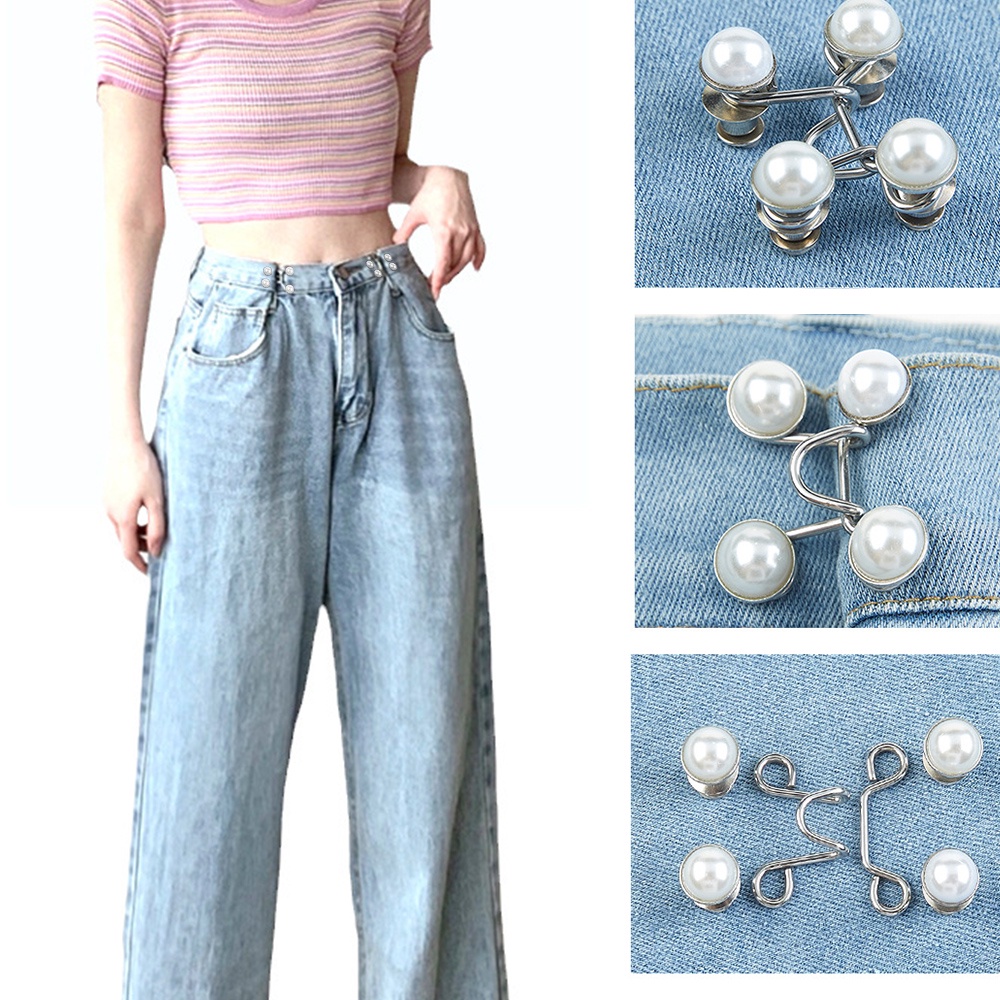 1 Bộ Nút Kim Loại / Ngọc Trai Cài Quần Jean Vô Hình / Nút Điều Chỉnh / Giảm Chặt Eo
