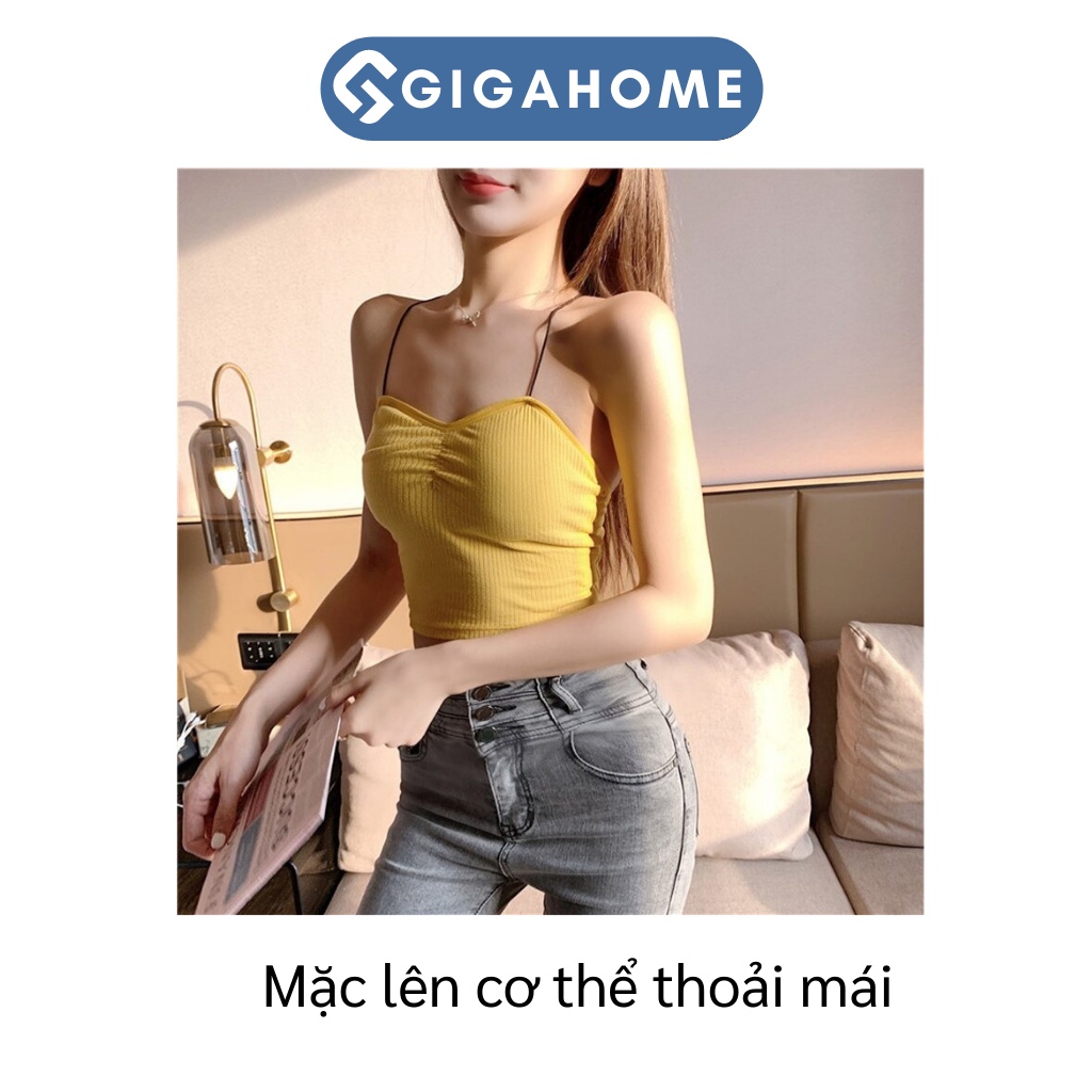 Áo Bra Nữ Gân Tâm 2 Dây Mảnh Đan Chéo Không Gọng GIGAHOME Có Mút Mỏng 8866