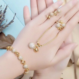 Bộ trang sức nữ hạt châu đồng non dát vàng 18k
