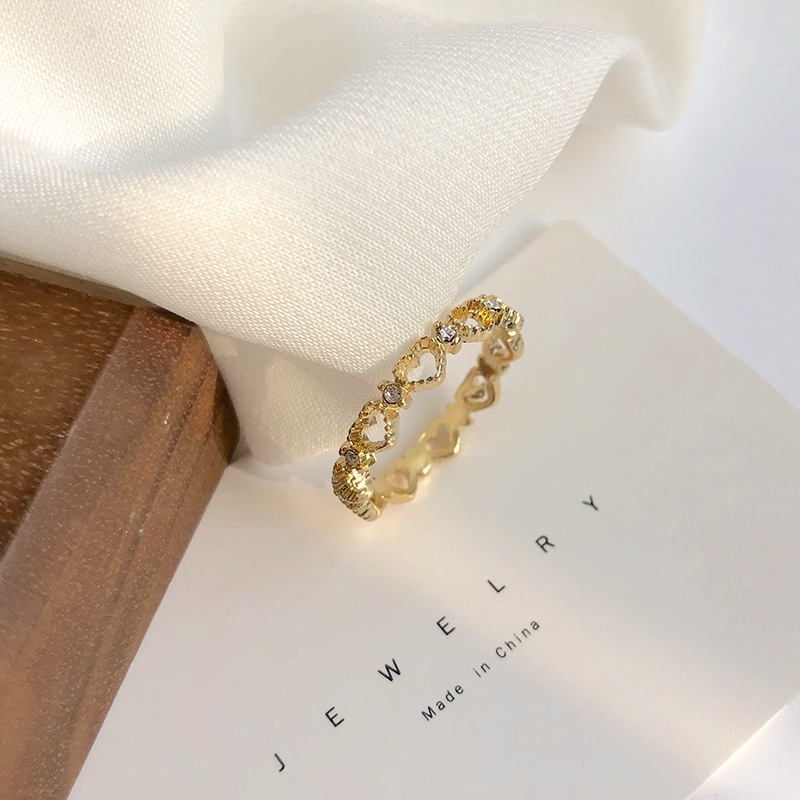 Nhẫn Đính Đá Zircon Hình Trái Tim Thời Trang Cho Nữ