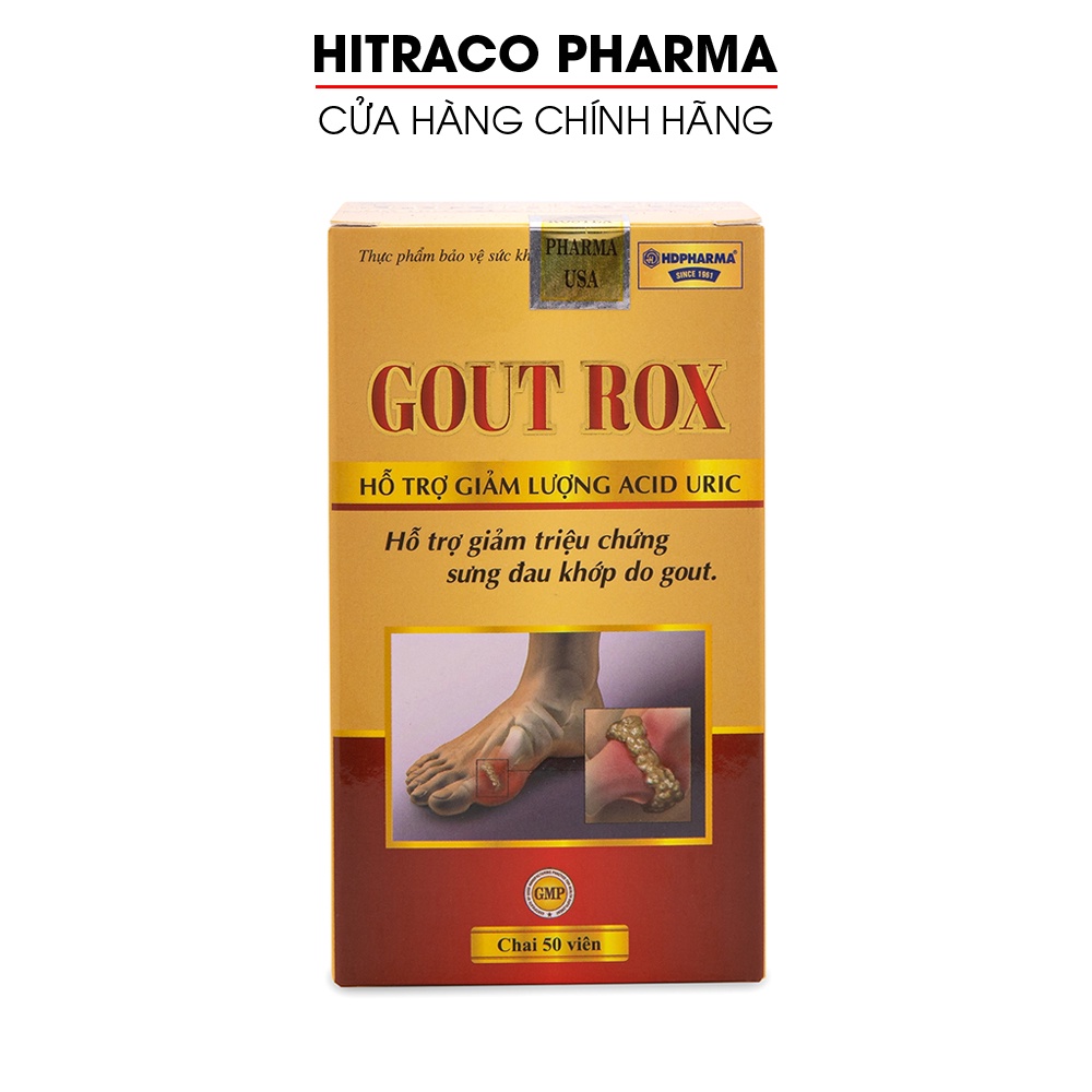 GOUT ROX thảo dược giảm acid uric, giảm gút, giảm sưng đau khớp - Chai 50 viên [GOUT ROX]