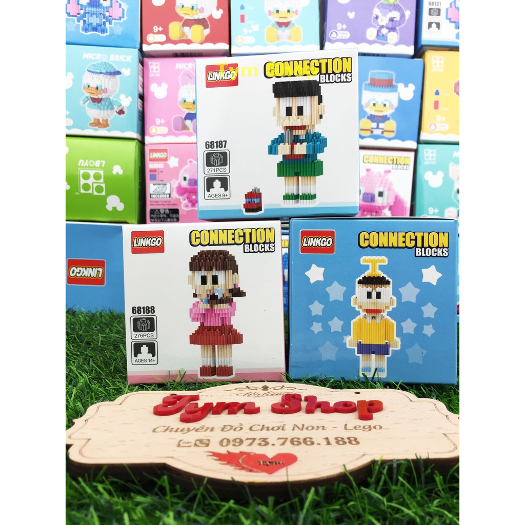 Xếp hình lego nanoblock doremon nobita seko suka chaien doremi  hãng linkgou lắp ráp nano block cho bé