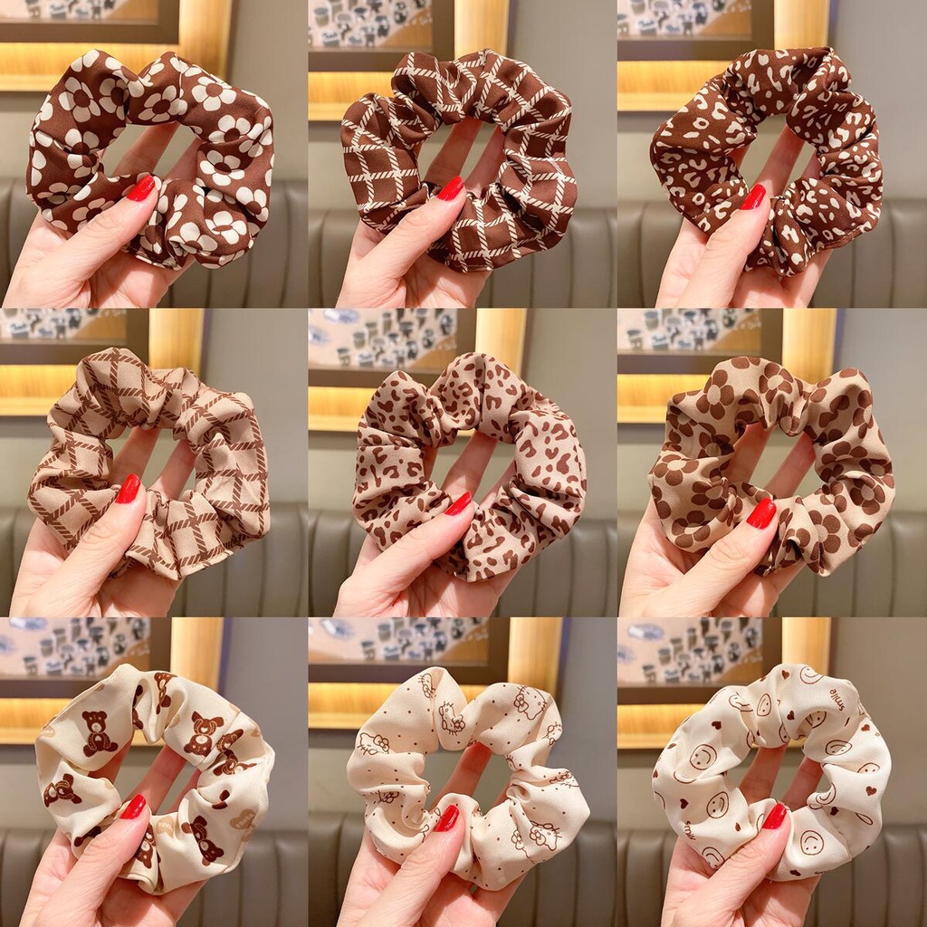 Dây buộc tóc Scrunchies hoạ tiết thời trang nữ tính phong cách Hàn Quốc