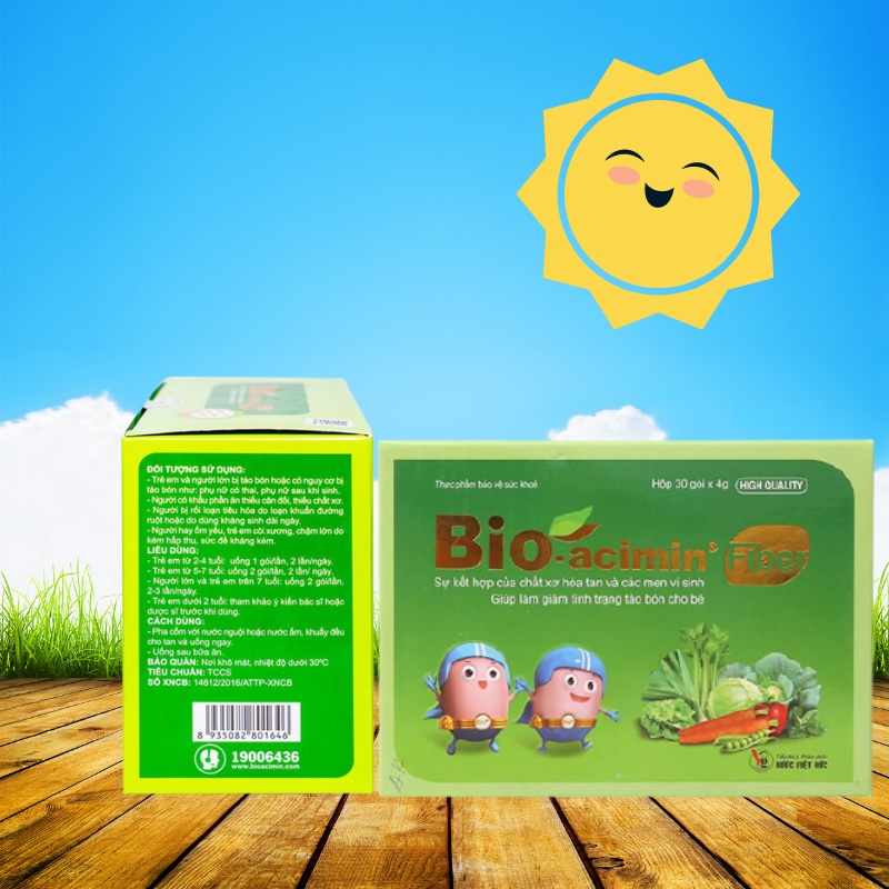 Thực phẩm bảo vệ sức khỏe Cốm vi sinh Bio-acimin Fiber (Hộp 30 gói)- Bổ sung chất xơ, chống táo bón cho bé